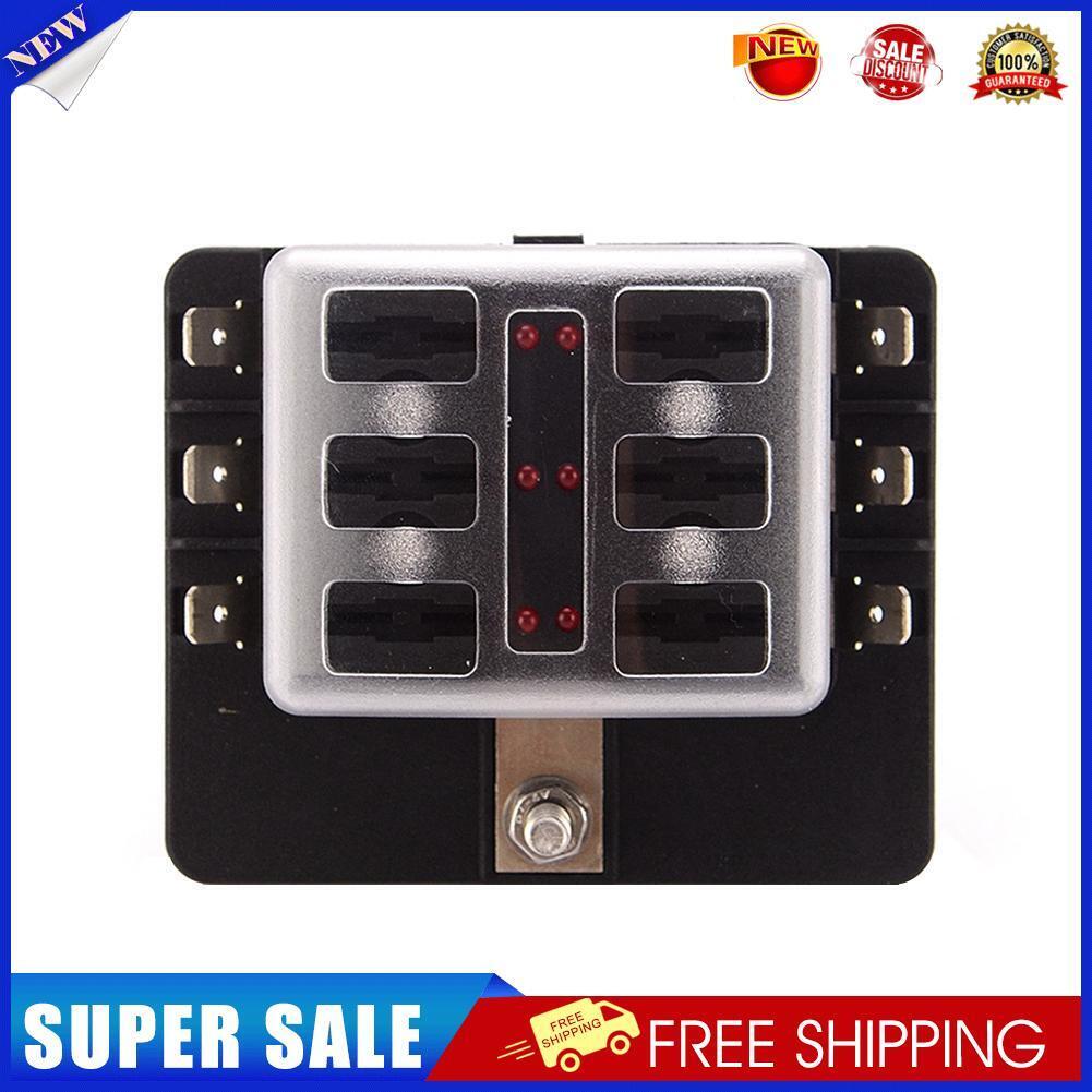 6-Way DC 32V Blade Fuse Box Holder with LED Indicator Kit for Car Boat RV