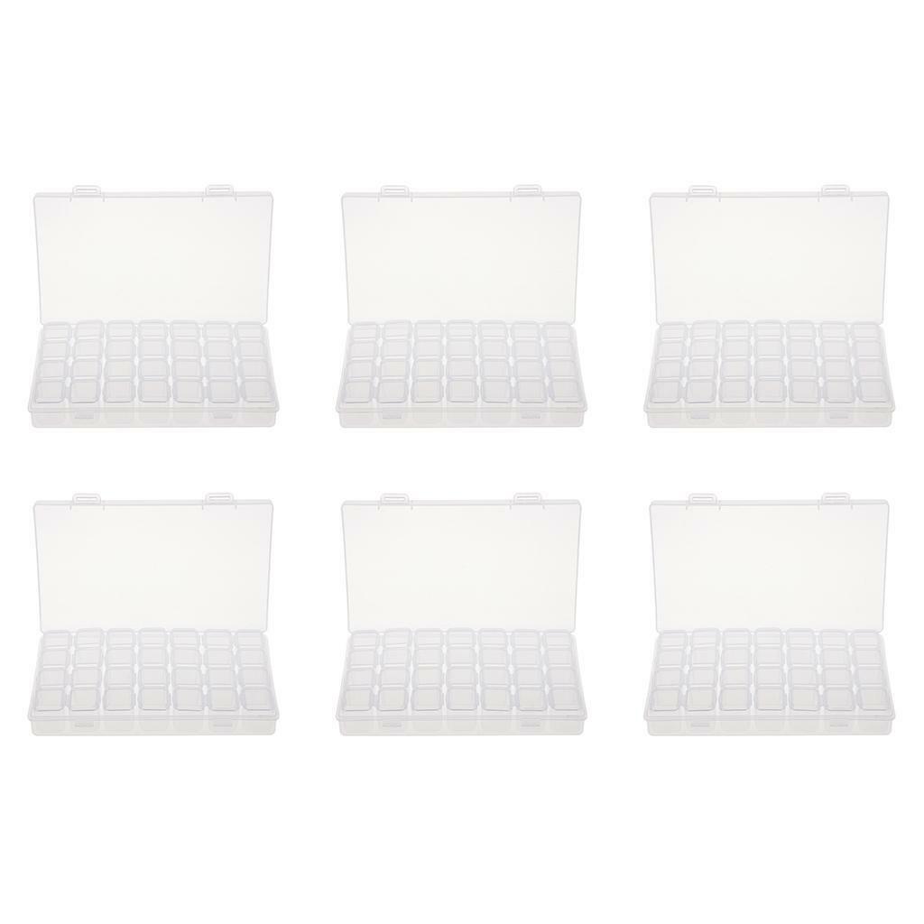 6Pcs 28 Slots Detachable Clear Plastic   Jewelry Organizer