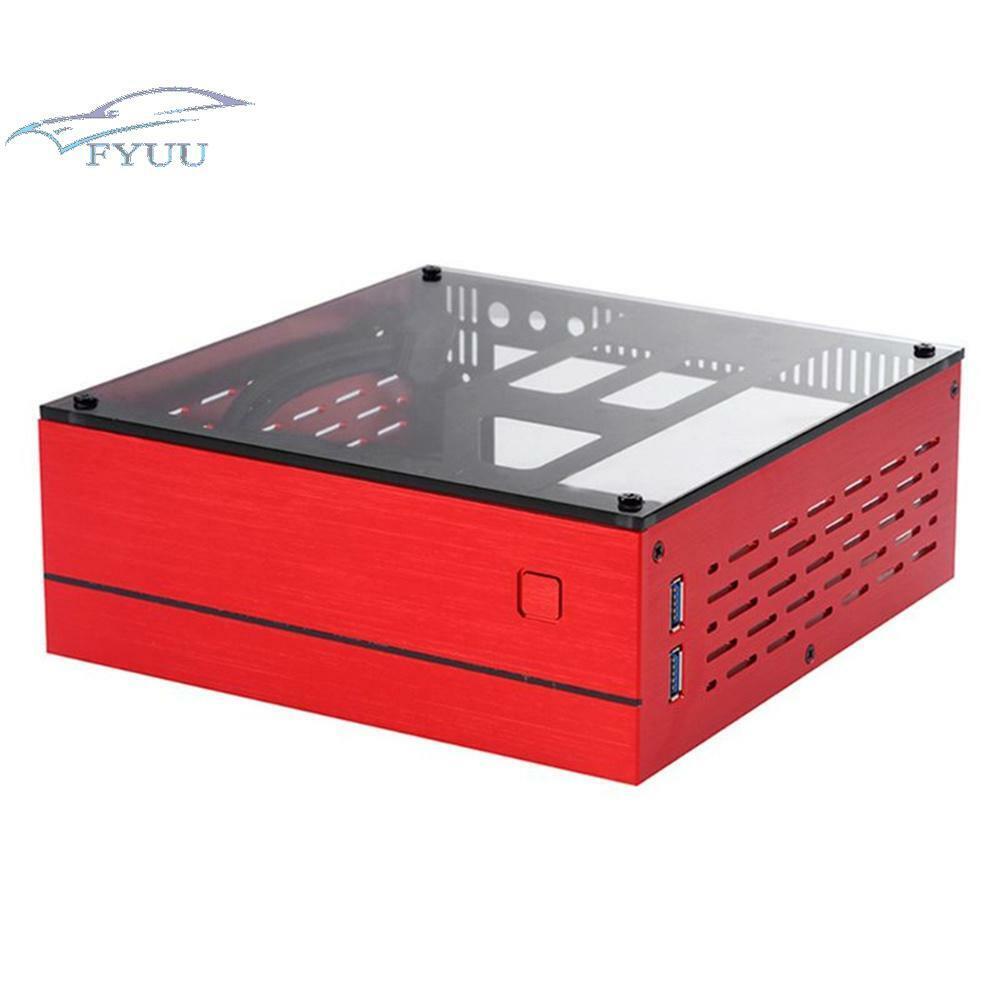 Black Aluminum AC-DC HTPC Computer Box Desktop PC Enclosure For MINI-ITX(17x17)