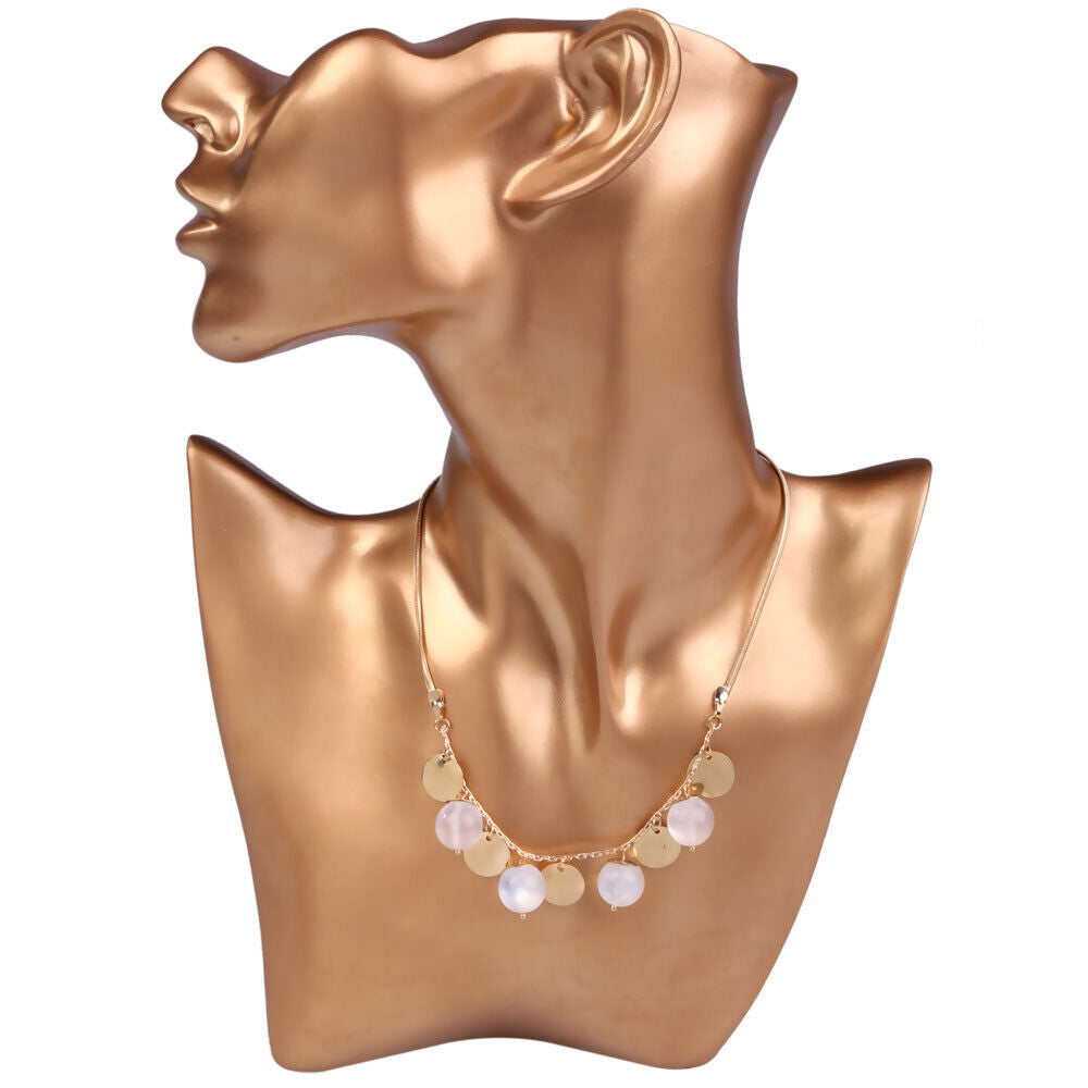 Fashion Bohemian Style Opal Beads Tassel Pendant Clavicle Chain Necklace