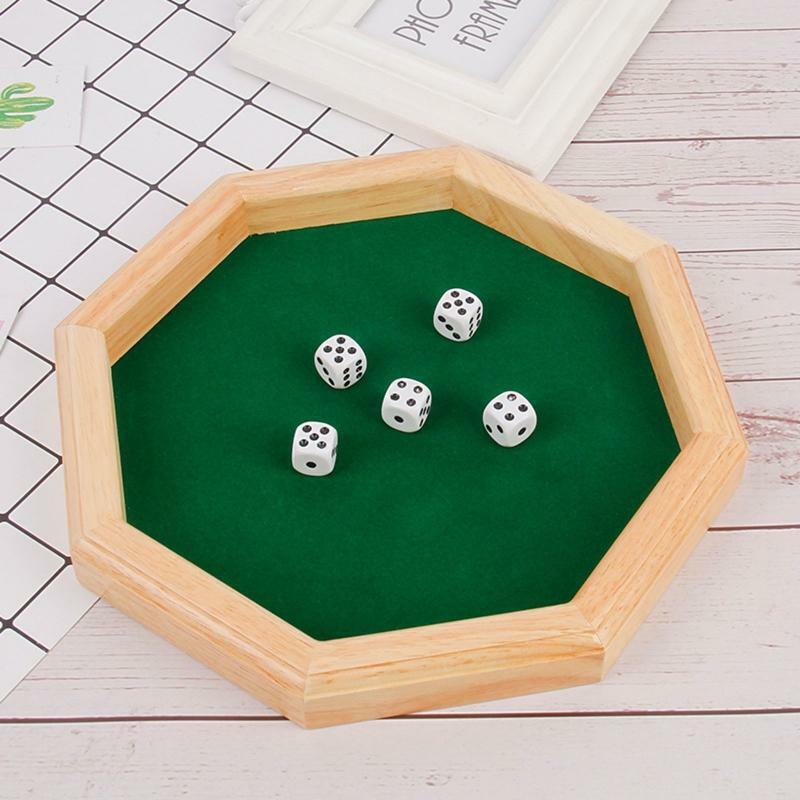 Dice Rolling Tray Octagonal Wood Cosmetic Jewelry Case DND RPG Roleplaying Game
