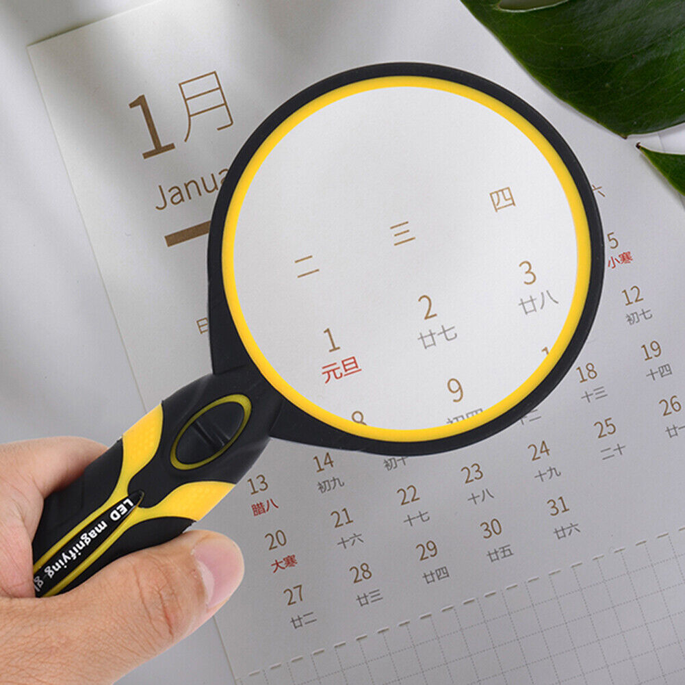 Handheld 5X Magnifier Magnifying Glass w/LED Loupe Handheld Reading Jewelry