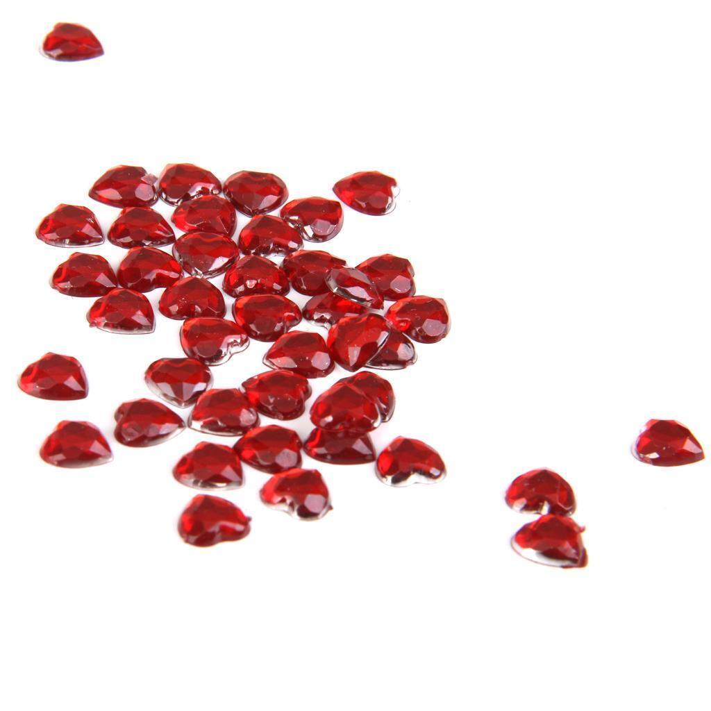 1200 Pieces 8mm Heart Rhinestone Embellishment Wedding Decoration Red