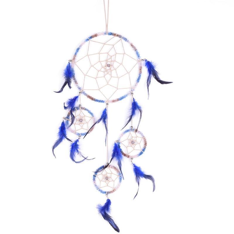 4 Circle Dream Catchers Handmade Feather Hanging Dreamcatcher Home Decoration