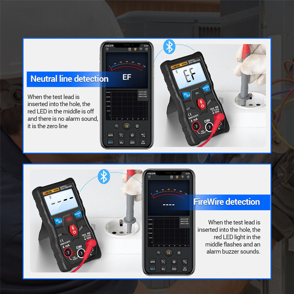 V05B Digital Bluetooth-compatible Multimeter True RMS Auto Range Voltage Me