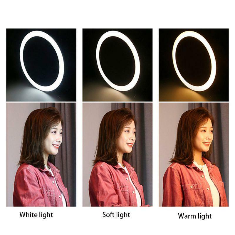 7.6in LED Selfie Ring Lamp with Tripod Stand and Cellphone Holder for Live Vlog
