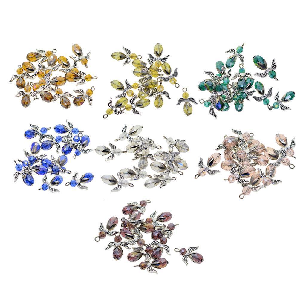24pcs Crystal Faceted Angel Charms Shinning Fairy Pendants Ornaments Crafts