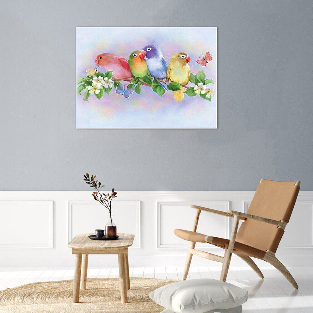 5D DIY Diamond Painting Standing Branch Parrots Cross Stitch Embroidery Kit