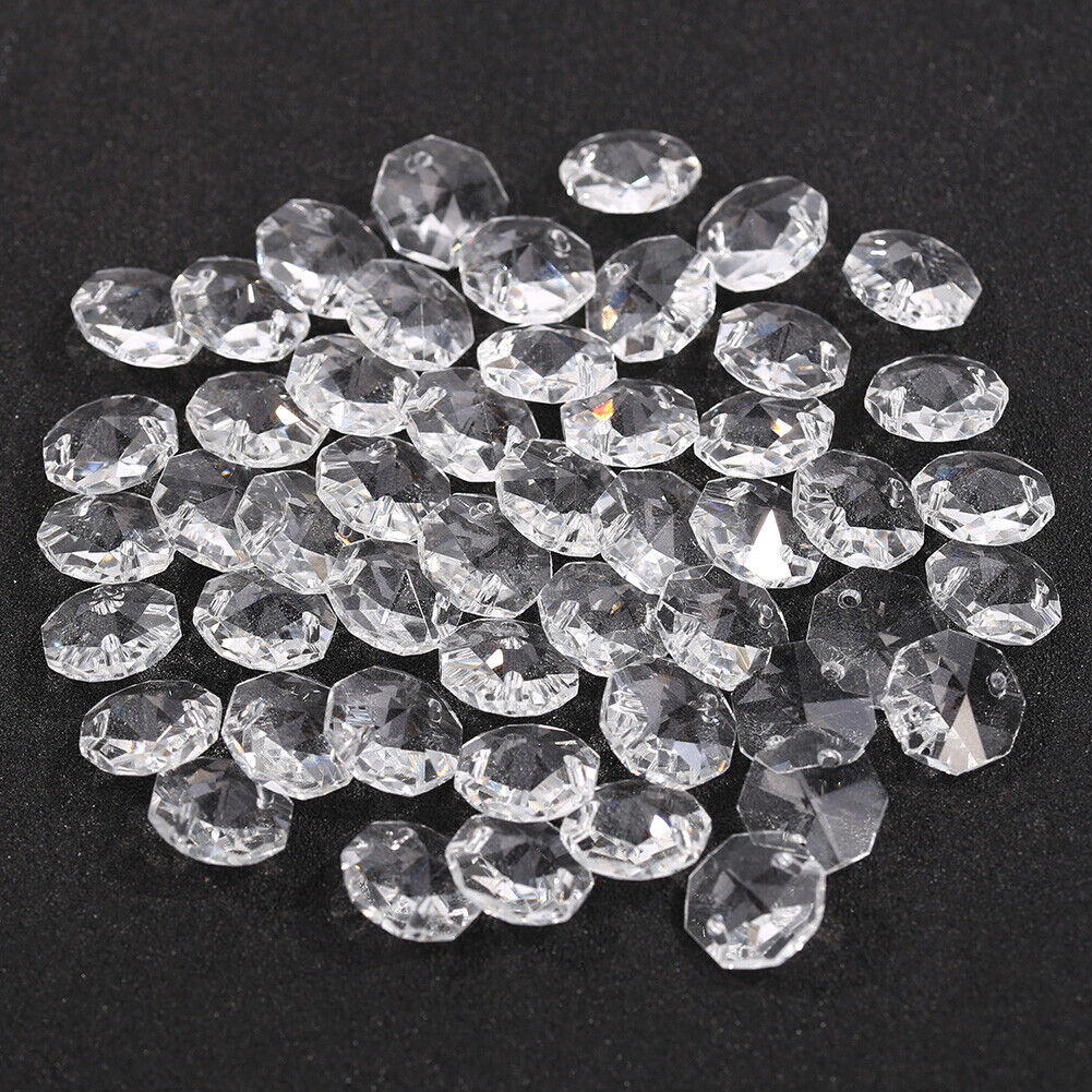 14mm Crystal Glass Diamond Octagonal Beads Home Ornaments (Transparent)