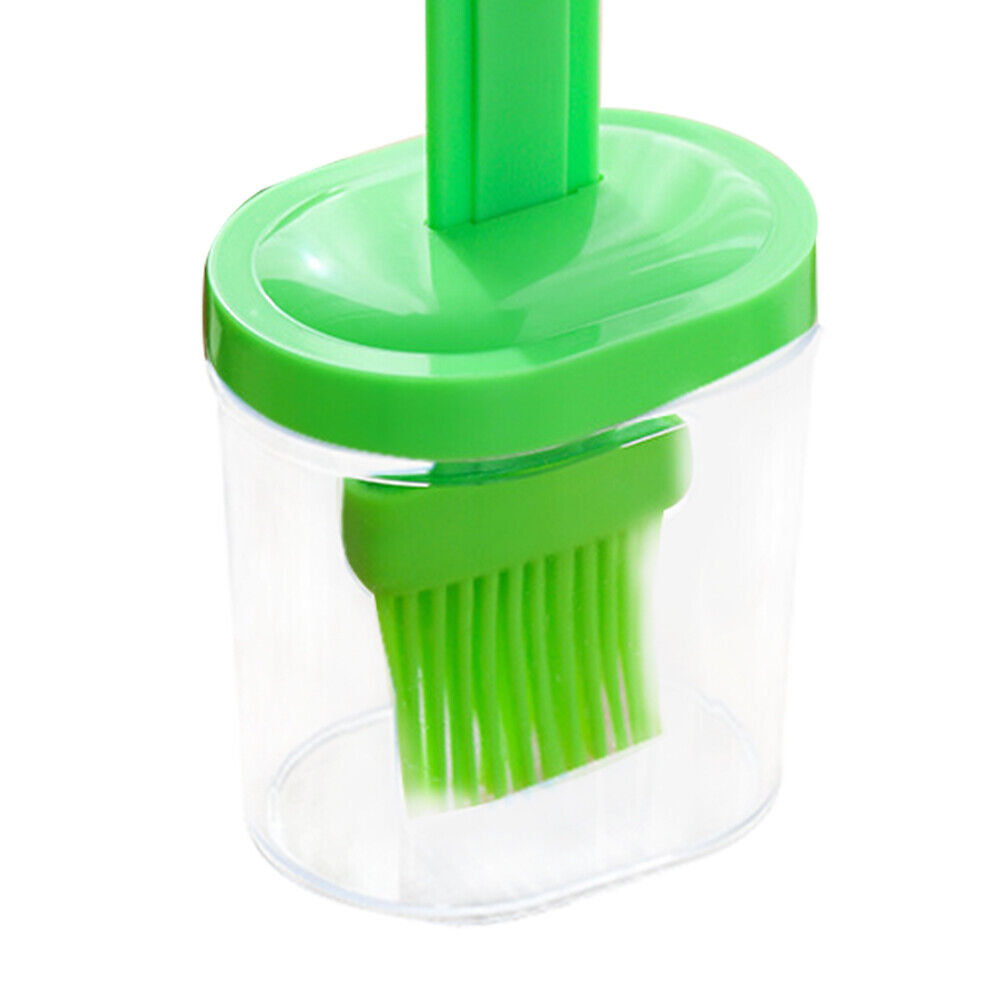 Portable Silicone Oil Bottle with Brush BBQ Grill Oil Pancake Tools (Green)