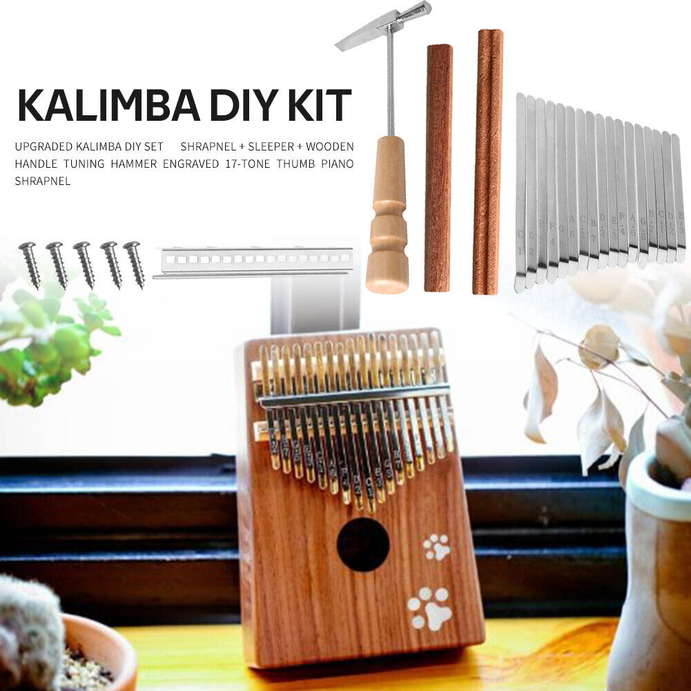 17 Keys Kalimba DIY Replacement Parts with Keys Bridge Tuning Hammer Kit