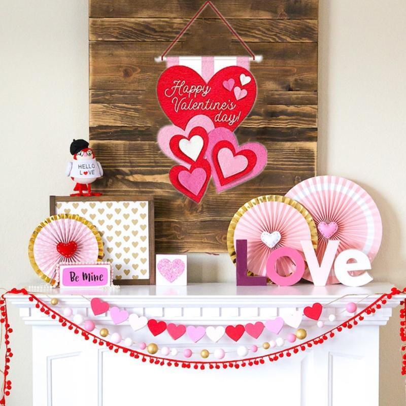 Happy Valentine's Day Door Hanging Sign Love Heart Ornament Home Party Decors