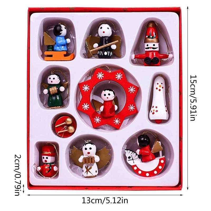 Christmas Wood Pendant Boxed Colorful Car Snowman Hanging Ornament Crafts