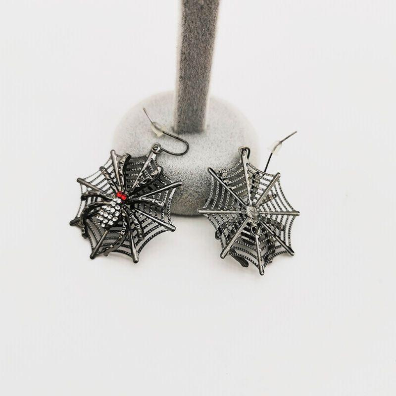 Punk Black Spider Web Drop Earrings Halloween Party Accessories Jewelry  Women