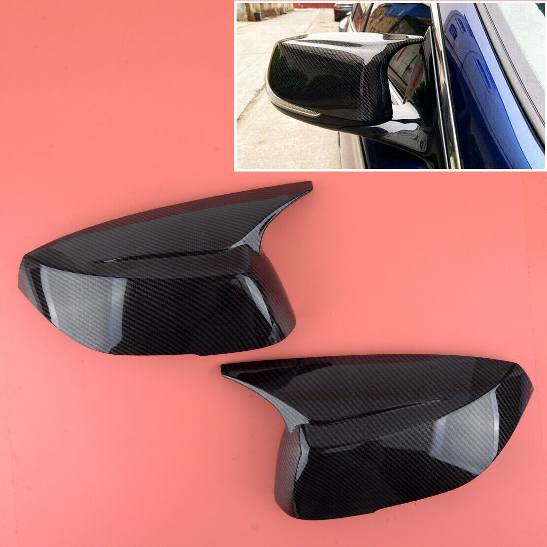 Carbon Fiber Look Side Rearview Mirror Cover Fit For Infiniti Q50 Q70 Q60 QX30