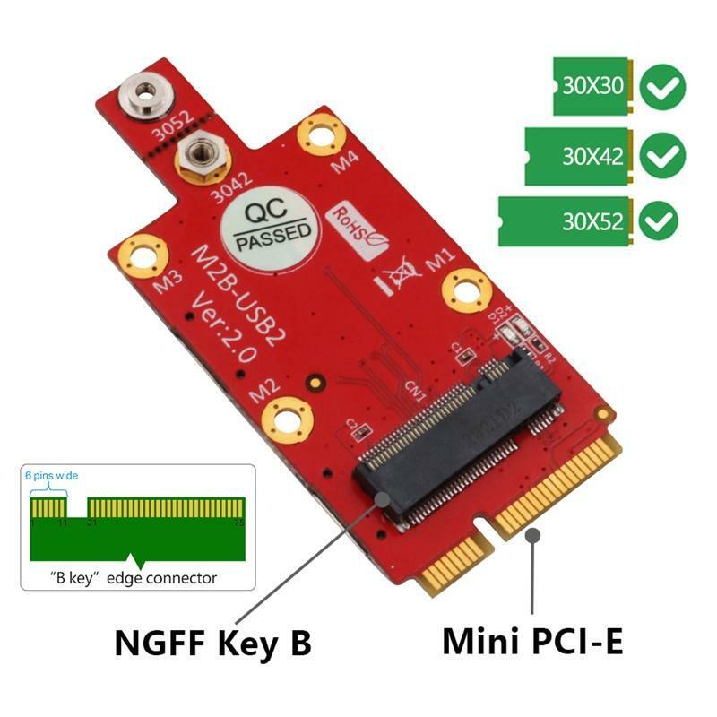M.2 Key B to Mini PCI-E Adapter Converter with Dual NANO SIM Card Slot for 3G/4G