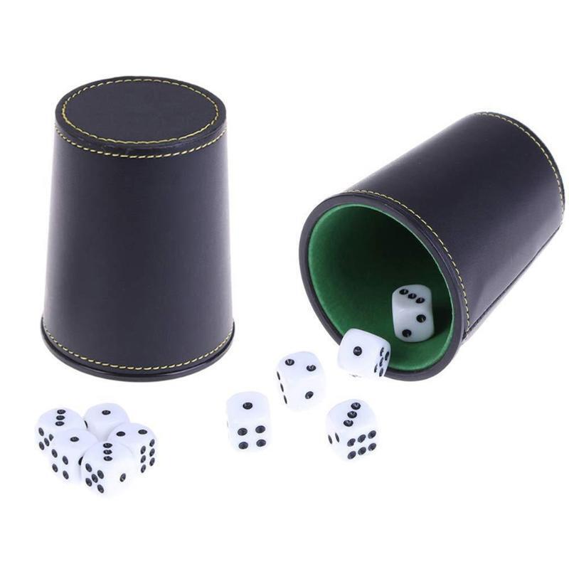 1 Pc PU Leather Flannel Dice Cup Bar KTV Entertainment Dice Cup Board Games Tool