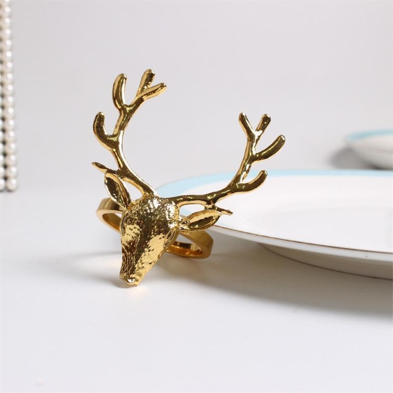 6 Pieces Simple Deer Head Napkin Ring Buckle Holder Home Hotel Wedding Party