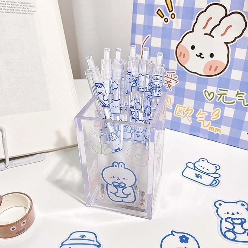 0.5mm Fashion Bear Gel Pens Retractable Fine Point for Young People Gift 6-Pack