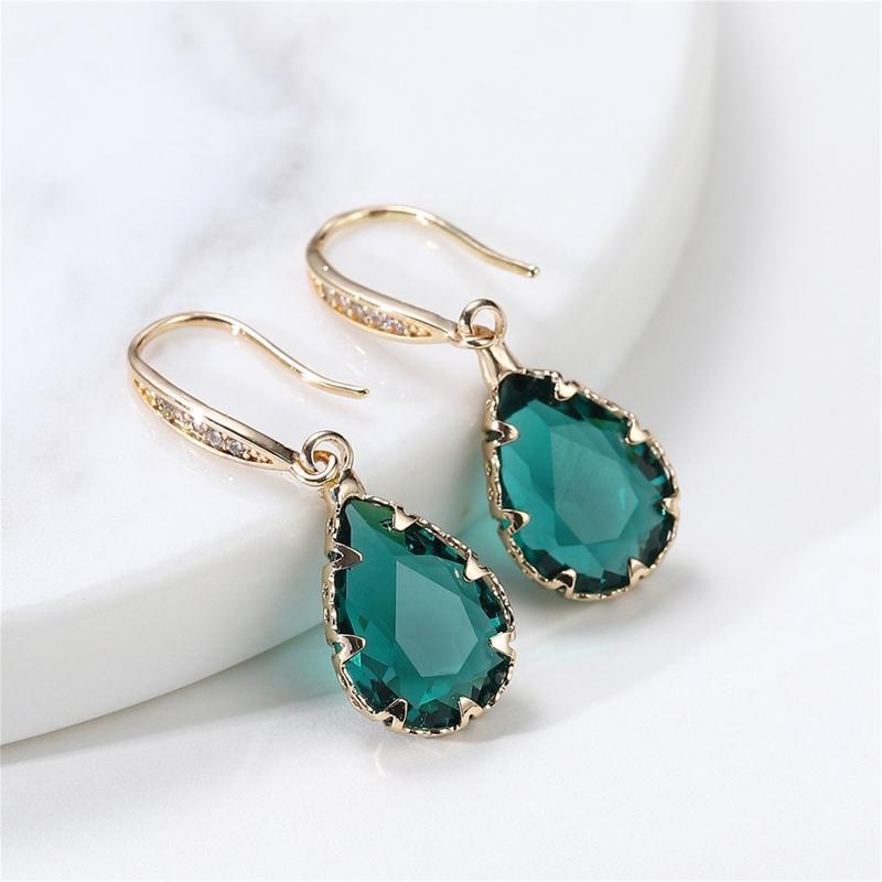 Birthstone Dangle Earrings Tourmaline Pendant Zircon Earring for Women Valentine
