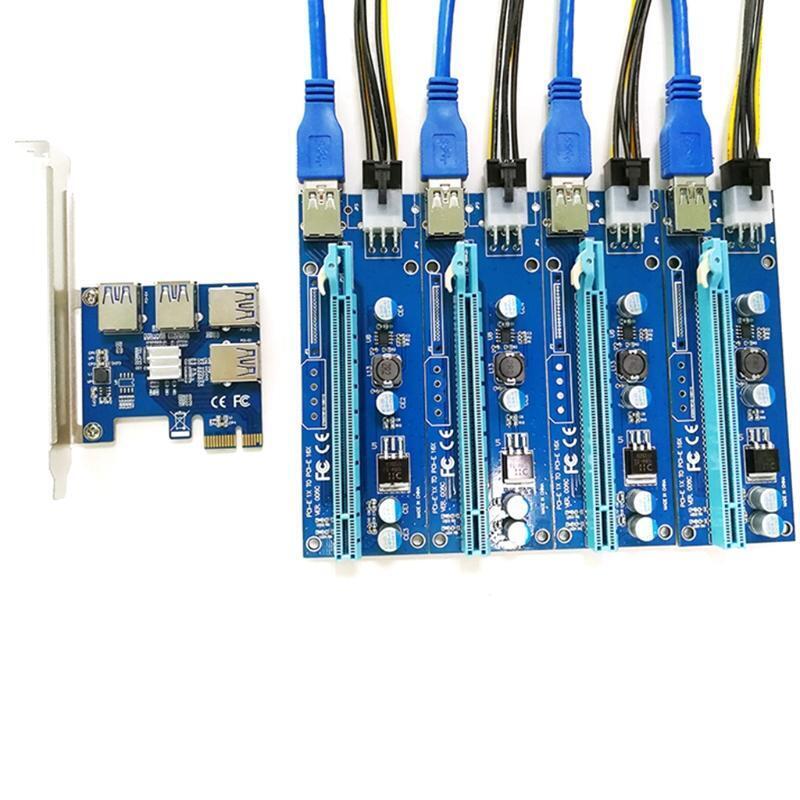4 Ports PCI Express Multiplier Riser Card 1X to 16X USB 3.0 1 to 4 Adapter Card