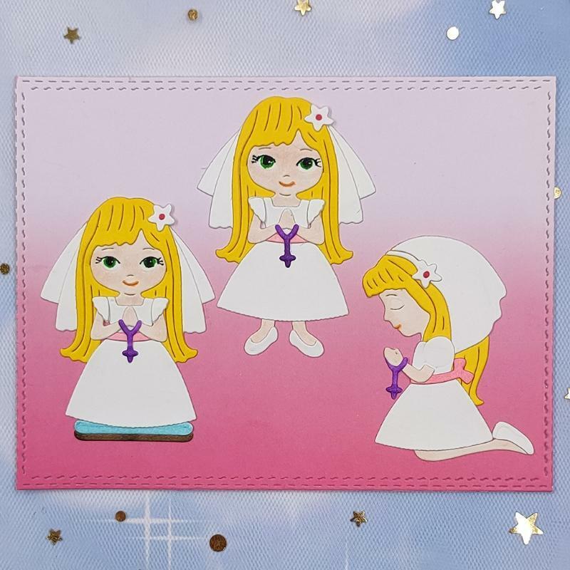 Long-haired Girls Metal Cutting Die Decorative Prayer Embossing Die Stencil