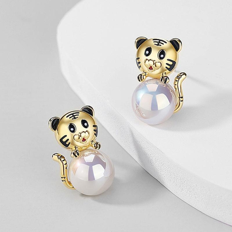 Cute Tiger Stud Earrings Cartoon Post Stud Earrings Useful Gifts for Women