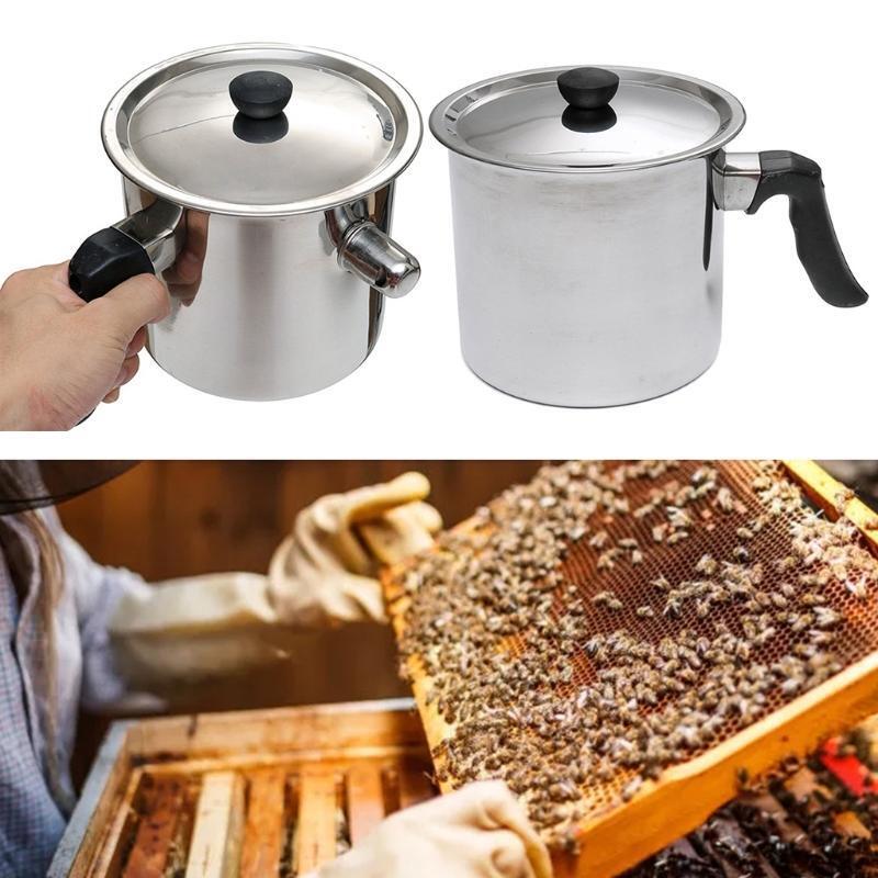 Bee Wax Melting Pot Stainless Steel Beeswax Pouring Pots with Handle Candle Melt