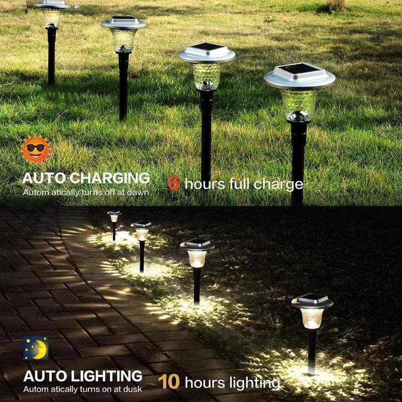 Security Waterproof Garden Yard Path Lamp 2Pcs LED Outdoor Solar Light Lamp