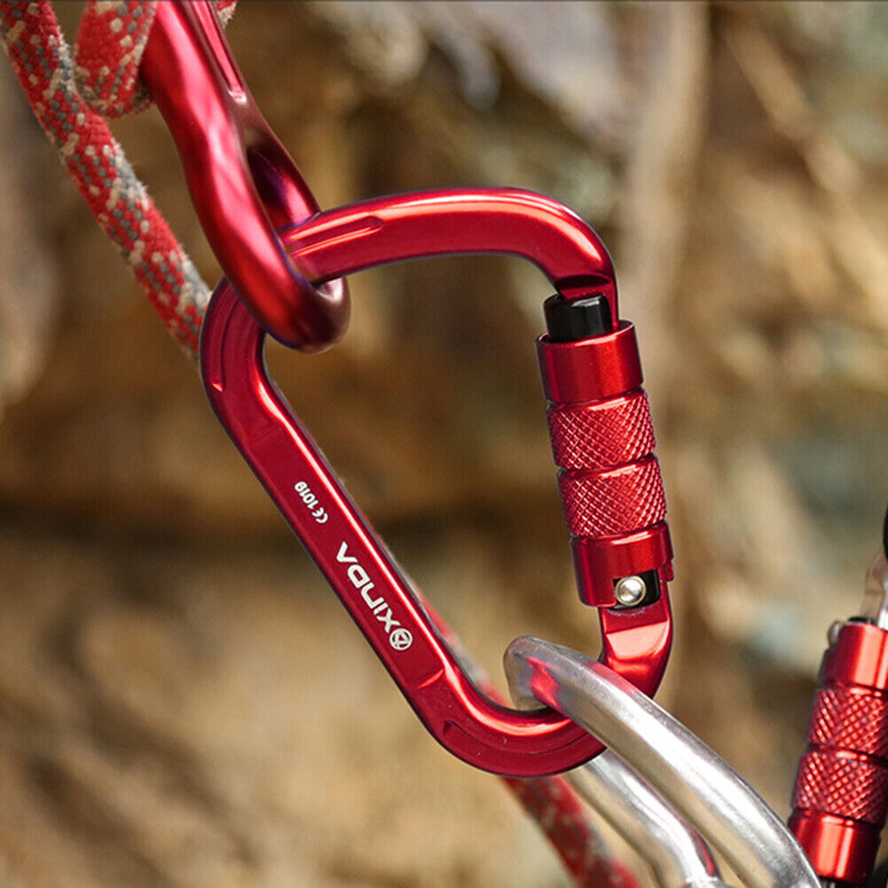 25KN Safety Auto Master Lock Carabiner Outdoor Rock Climbing Buckle (Red)