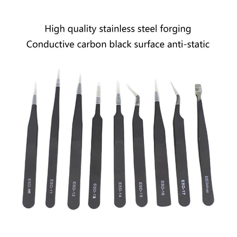 Precision Tweezers Set ESD Tweezers Set nti-Static Stainless Steel Tweezers Kit