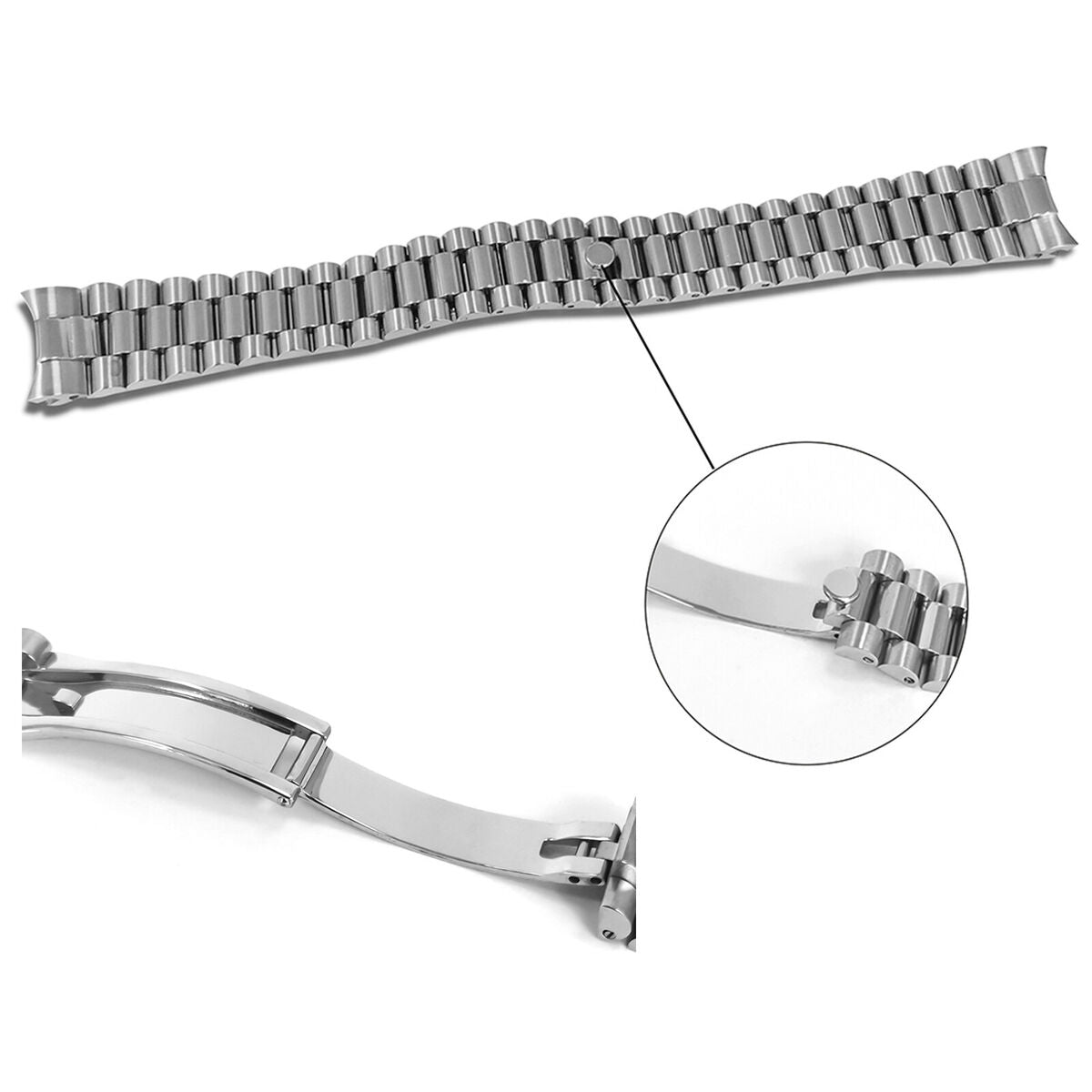 For SUB 40MM Watch Case 20MM Stainless Steel Watch Strap Band Buckle Bracelet
