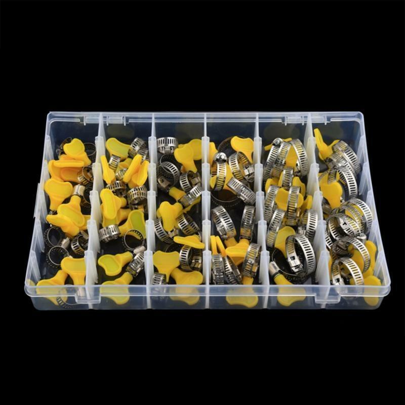 60 Pieces Worm Gear Hose Clamp Adjustable Key-Type Hose Clamp Rust-proof