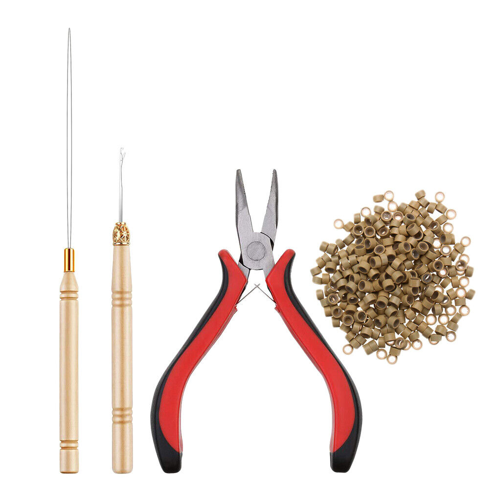 Bun extension Tool Kit, Stainless Steel Bead , 500pcs Silicone  - 7#