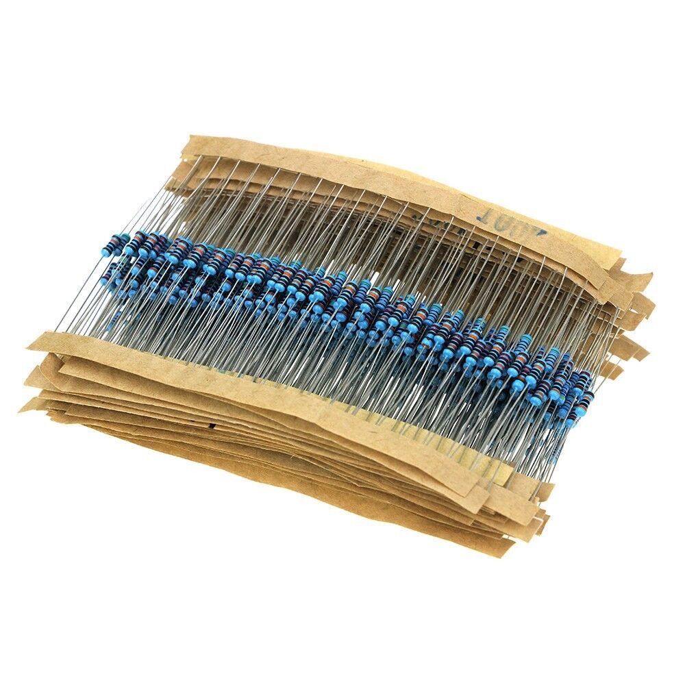 600Pcs 30 Values 1/4W 1% Resistor Kit 10  1M Ohm Metal Film Resistor Assortment