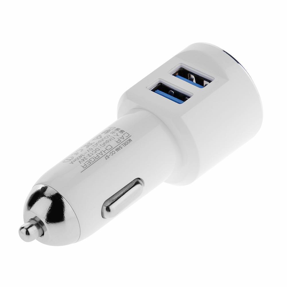 Universal Dual USB Car Charger Digital LED Display 5V 3.4A Adapter (White)