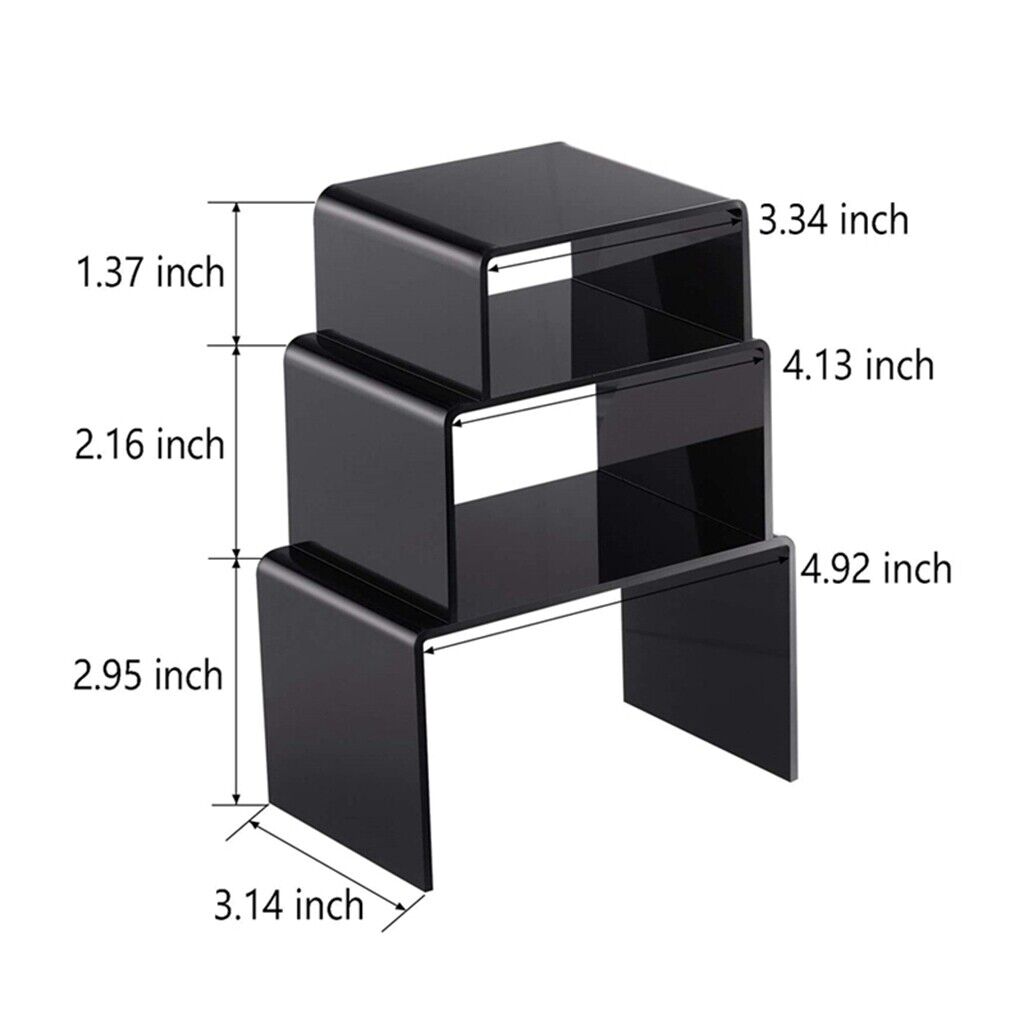 3 Size Steps Acrylic Riser Stand Set Jewelry Collectible Showcase Display Stands