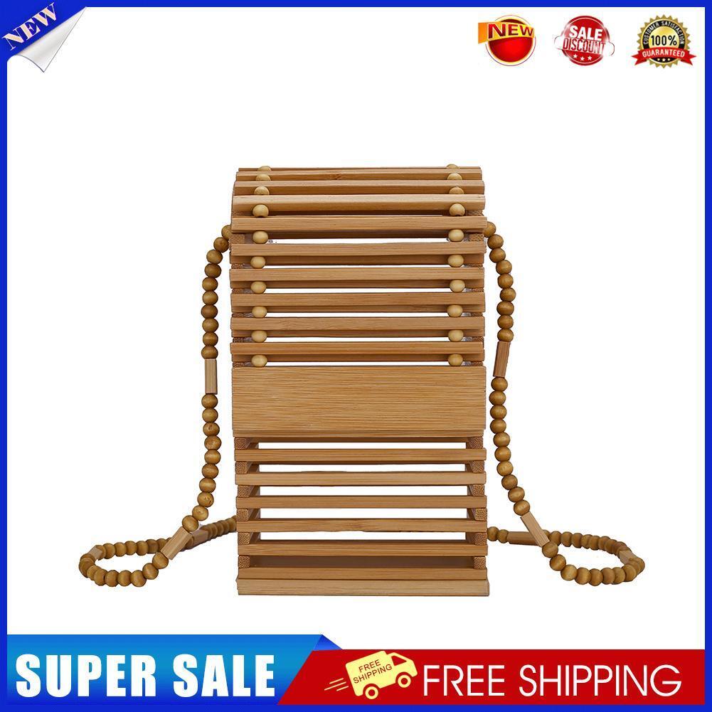 Fashion Women Bamboo Strips Phone Mini Crossbody Shoulder Messenger Bag