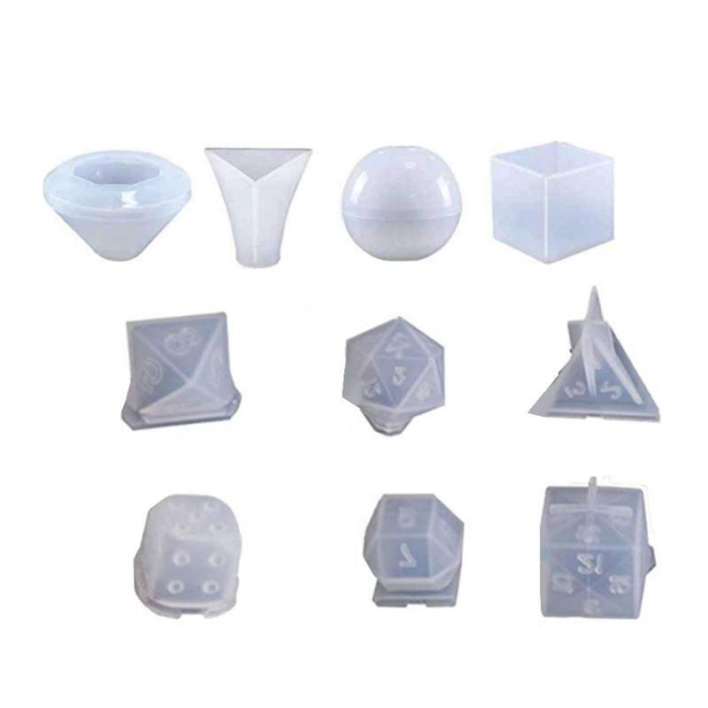 10 Shapes Dice Fillet Square Triangle Dice Mold Dice Digital Game Silicone Mould