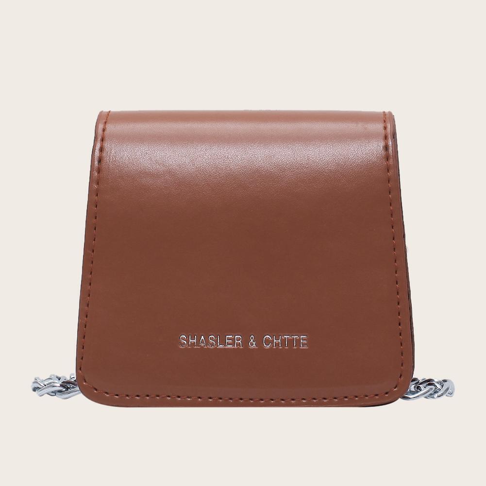 Fashion Mini Women Messenger Bag PU Leather Shoulder Chain Handbag (Brown)
