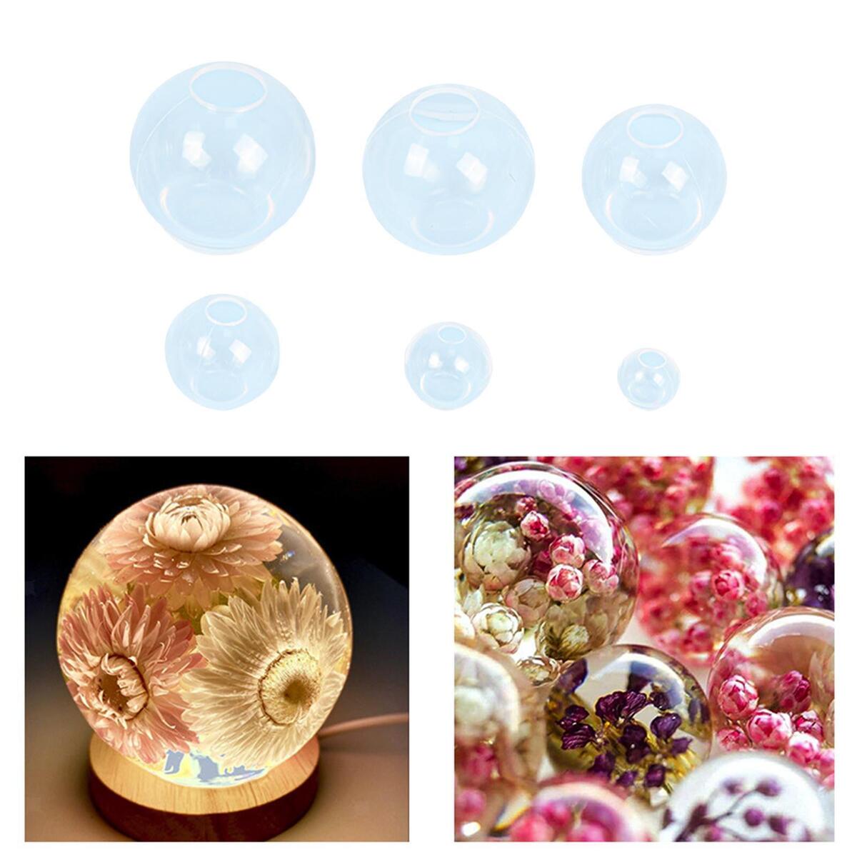 6 Pieces Silicone Ball Mold Decoration Craft Making Art DIY Jewelry Polymer Clay
