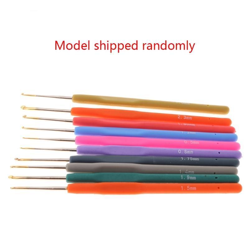 10Pcs Bearded Needle Crochet Hooks Set Ergonomic Soft-Grip Handle Sewing DIY