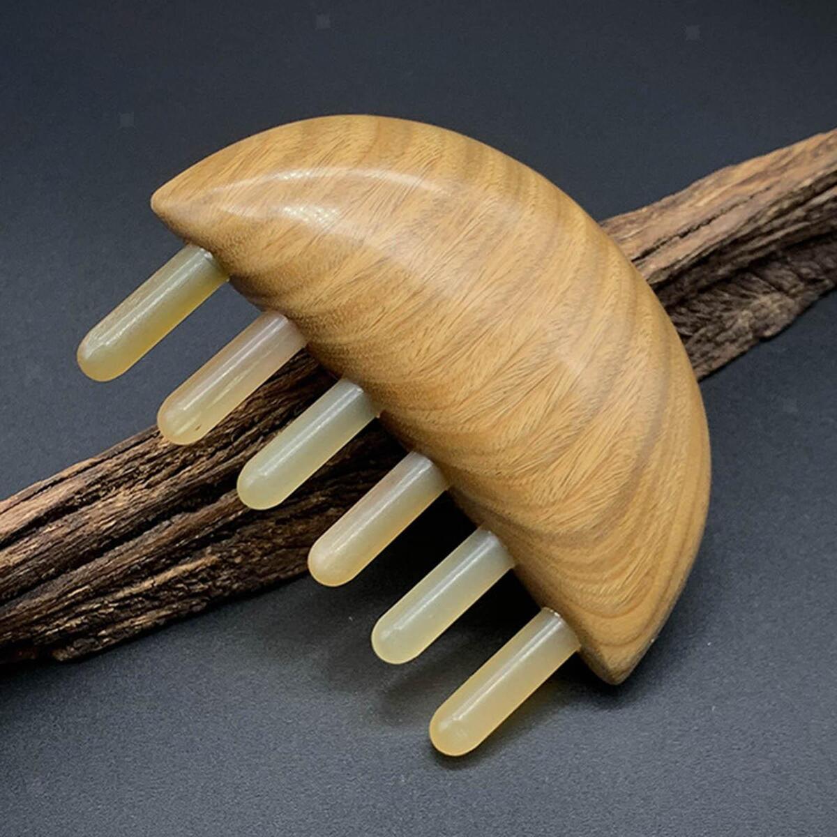 Natural Wood Wide Tooth Massage Hair Comb Head Scalp Massage Anti Static