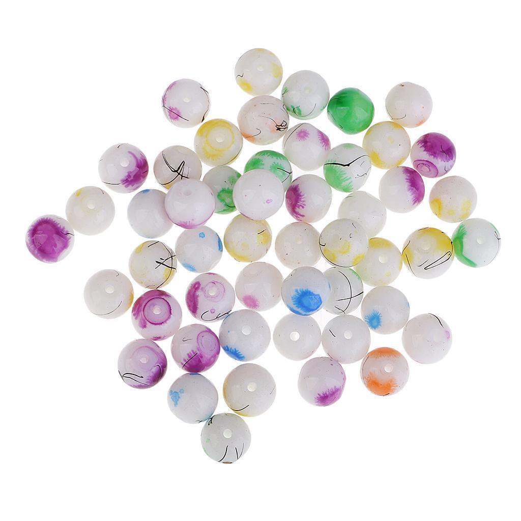 Pack 100 Multicolor 8mm Round Baking Painted Glass Beads for Jewelry Making