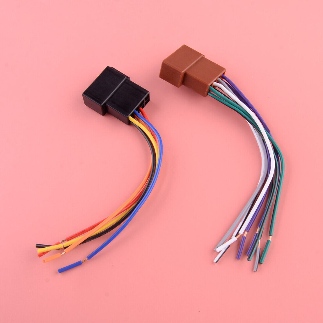 2Pcs Car Stereo Female Socket Radio ISO Wire Harness Adapter Connector Assembly