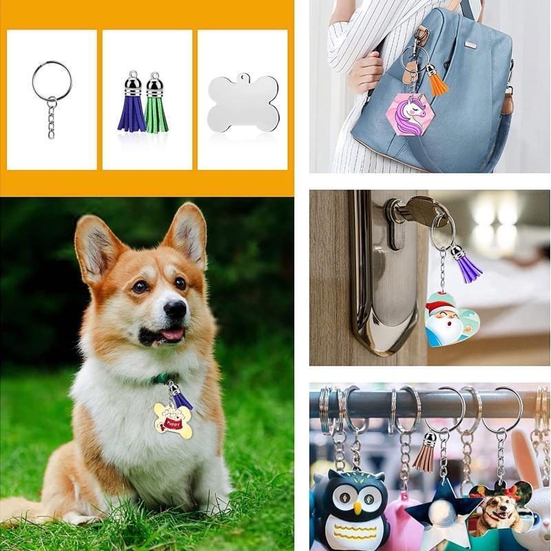 Tassels Metal Decoration Keyrings Acrylic Transparent Blank Set for DIY Projects