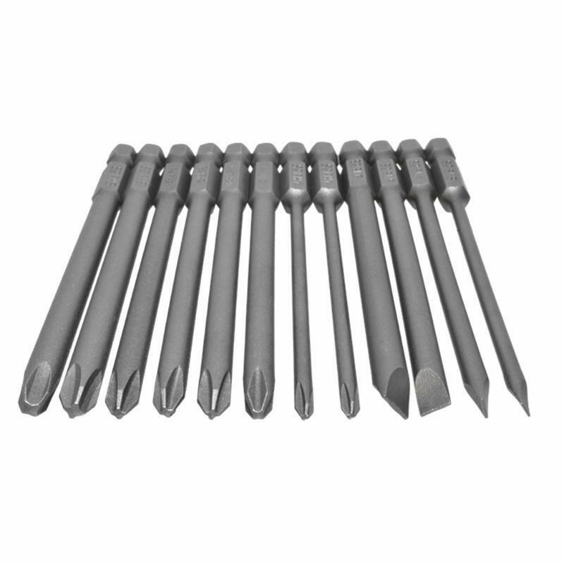 12pcs/set Alloy Steel S2 Slotted Phillips Screwdriver Drill Bits Magnetic Head