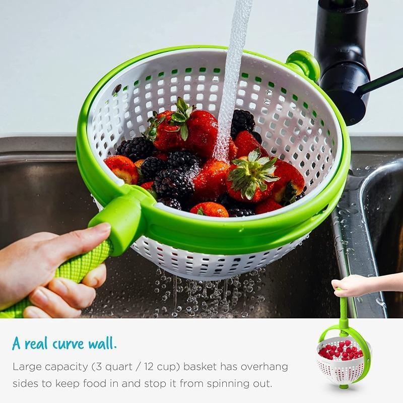 Food Grade Colander with Collapsible Handle Salad Spinner Fabulous Design Tool