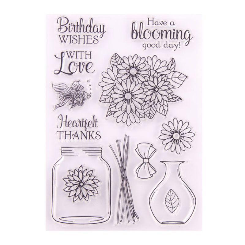 Flower Vase Silicone Clear Seal Stamp DIY Scrapbooking Emboss Photo Album Card