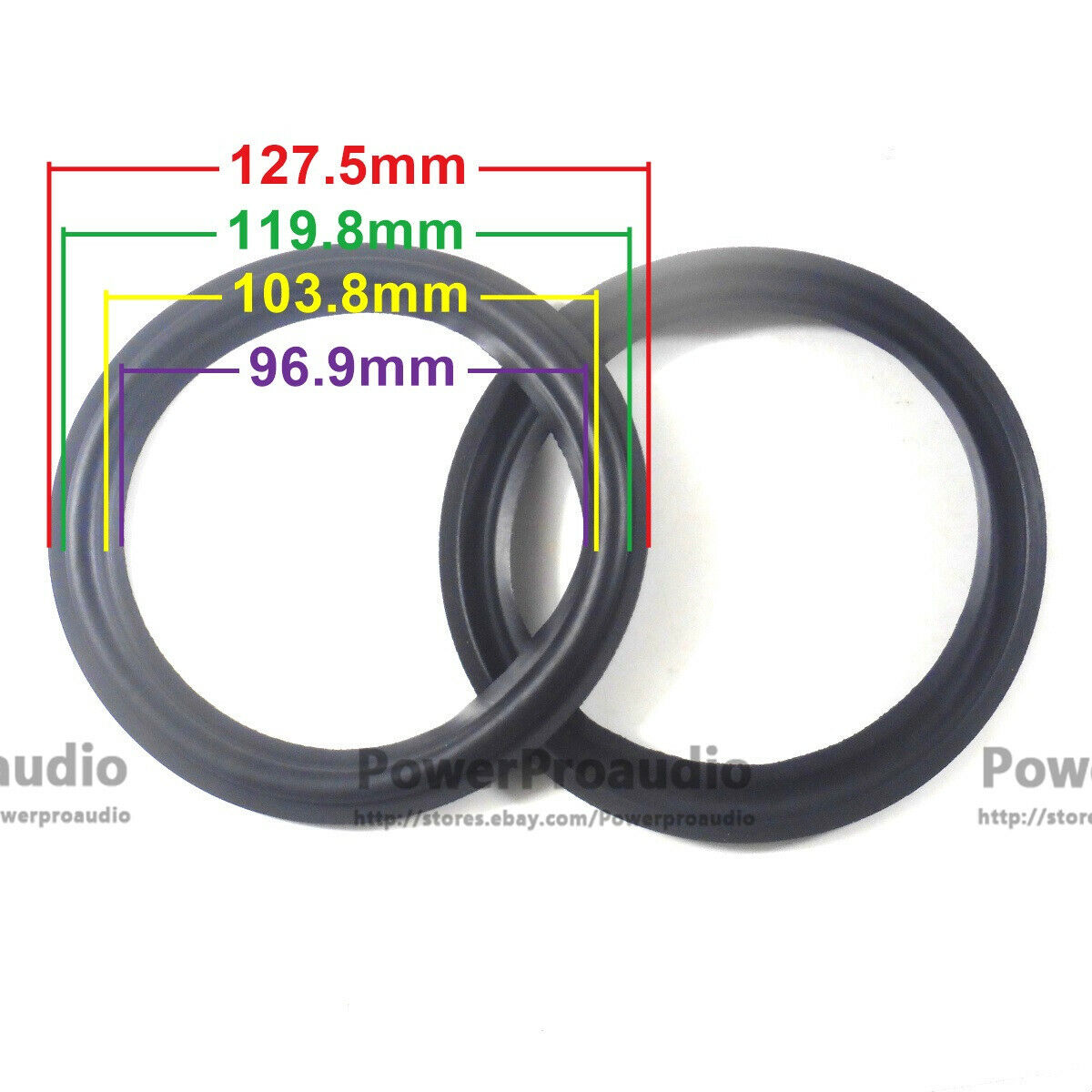 2pcs 5 Inch Rubber surround DIY Fit For MA RCOM Speaker 127-119-103-97MM
